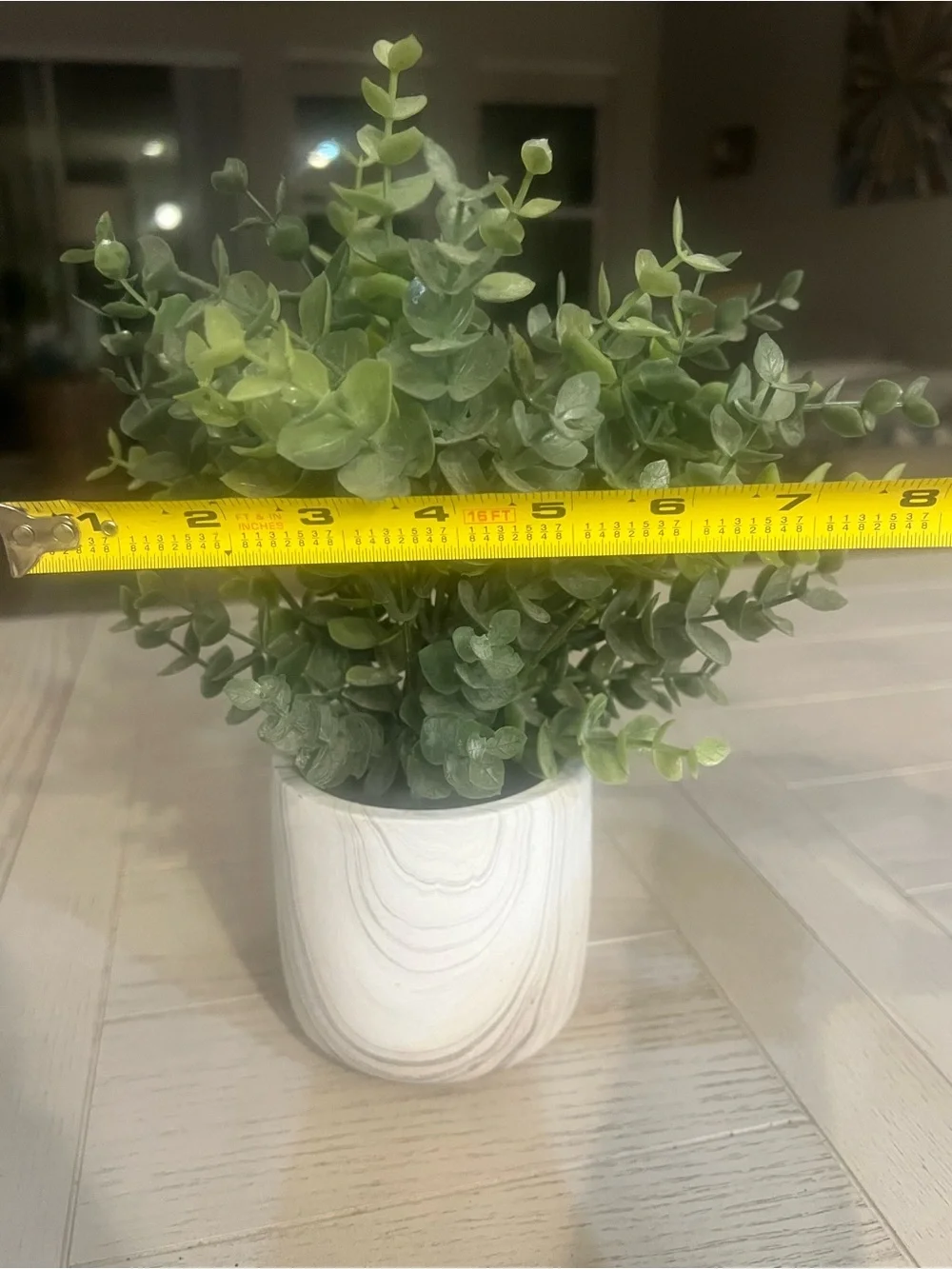 Artificial Eucalyptus Plant in Marble Pot